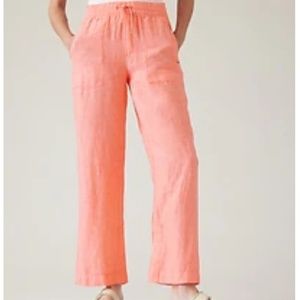 ATHLETA Retreat Wide Leg Linen Pant in Hot Coral Size 12 - worn once!